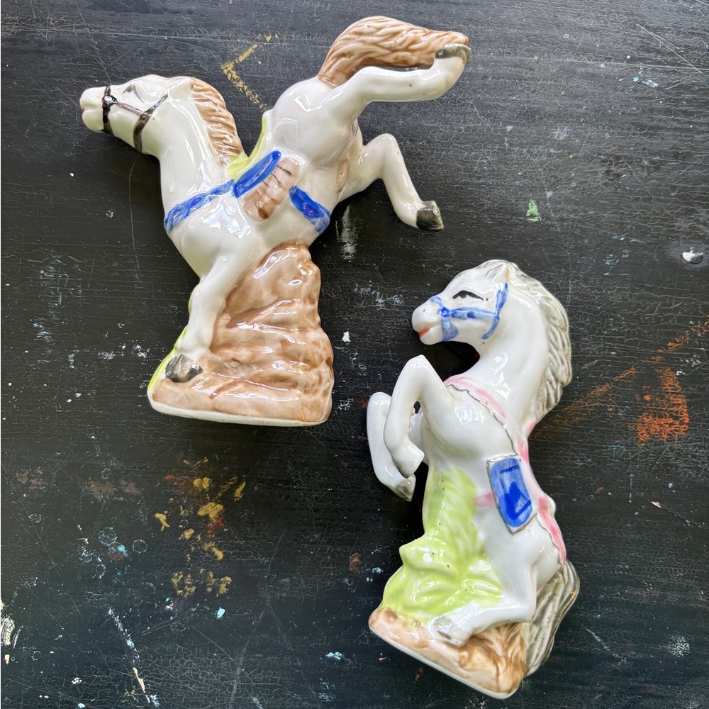 vintage porcelain pair of circus horses